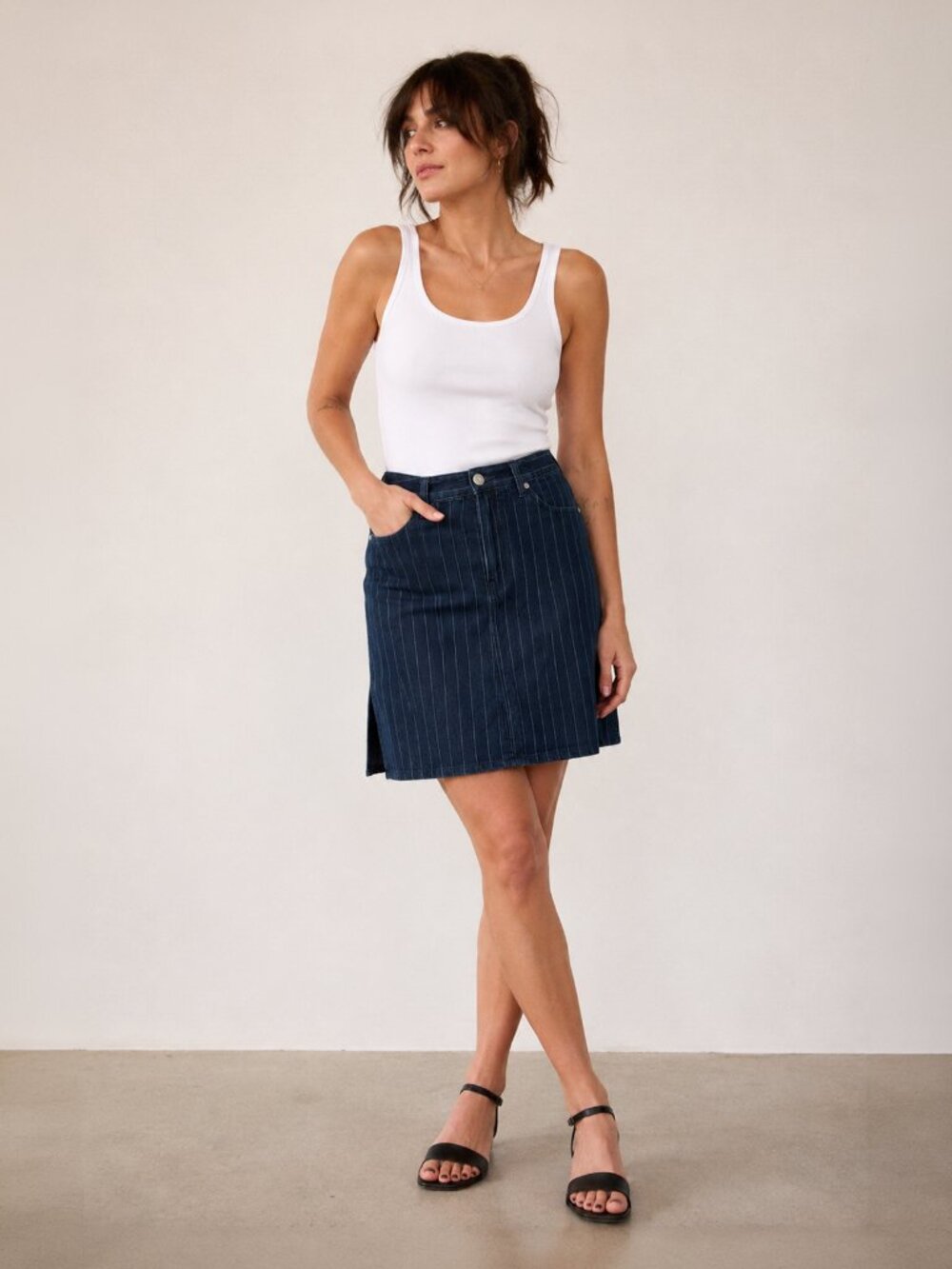 Vintage Cotton Ginny Denim Pinstripe Skirt – Size 13